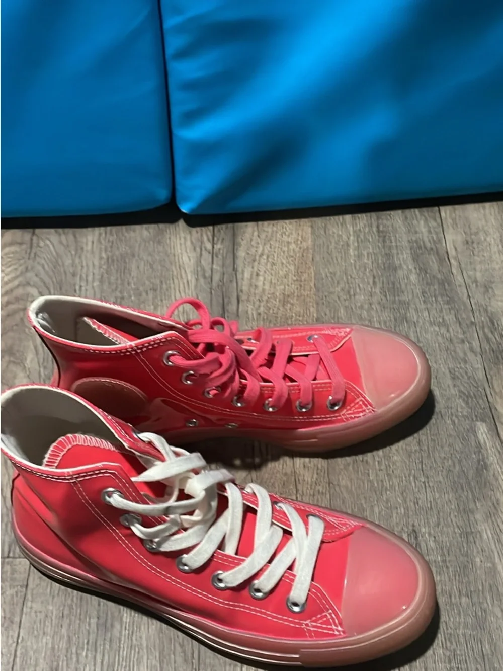 Converse Kids High-Top Sneakers in Coral Pink with White Laces